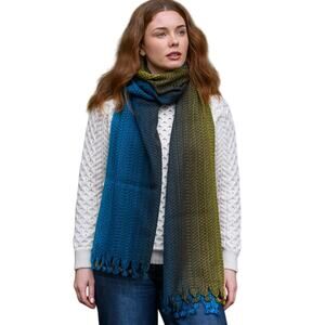 McKernan Woollen Mills OS Cosmo Scarf Peacock Merino Wool Italy Blue Green